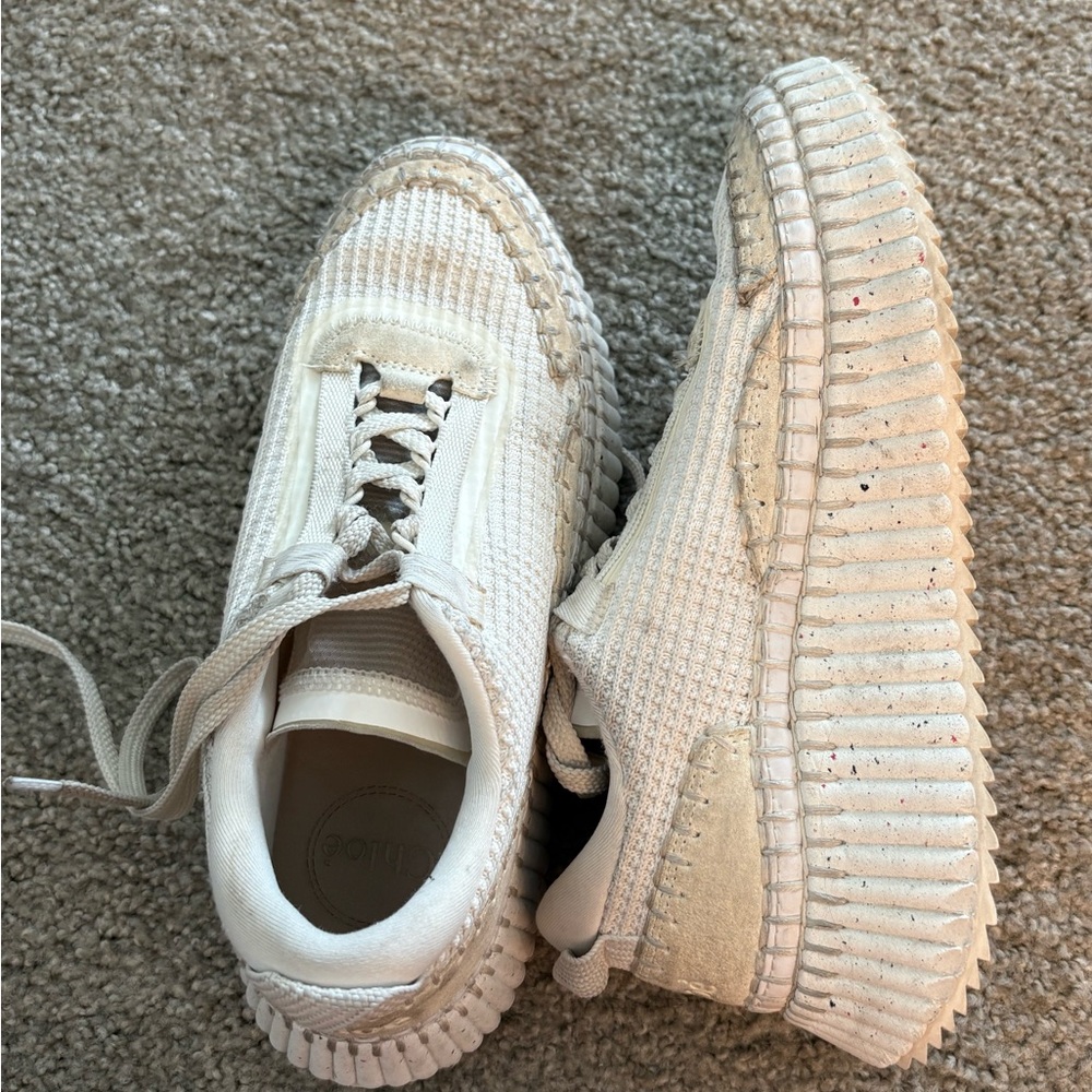 Chloe Cream Textured Sneakers